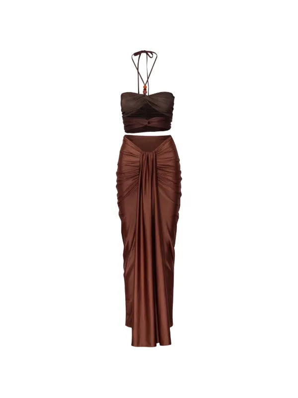 baobab brown dress Dawn cut-out | Color::#12-American Beauty lucky and blessed Women's Blue Maxi Dresses Hand wash