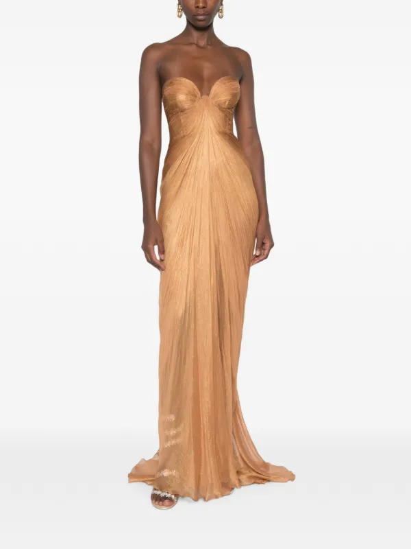 maria lucia gold dress Hohan Salima Pleated Maxi | 100% silk Adjustable back