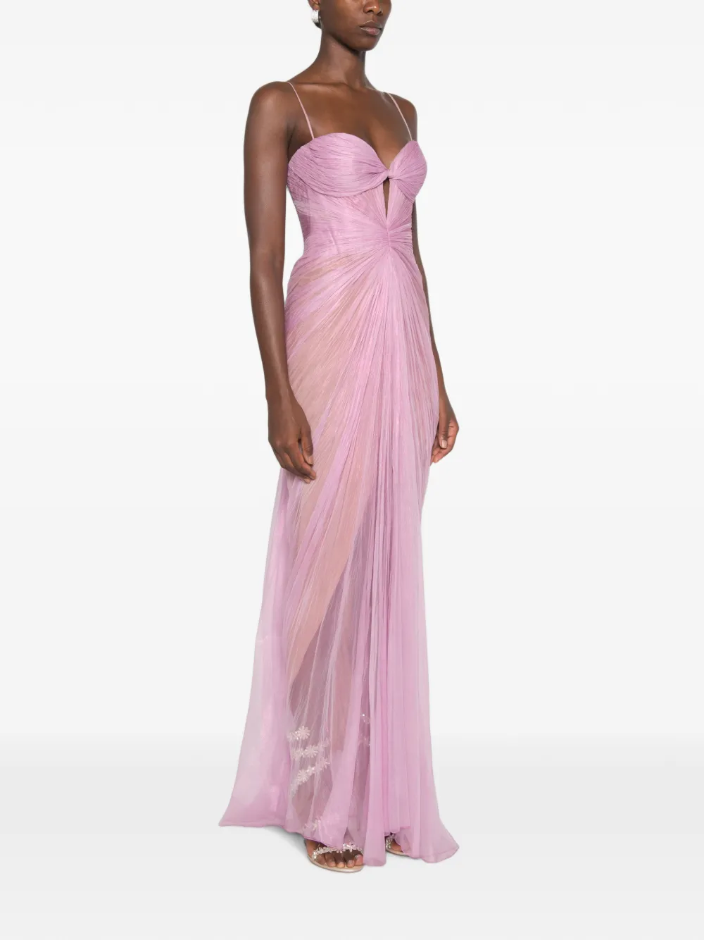 Maria Lucia Hohan Tomina maxi-dress met ruches en veters Roze