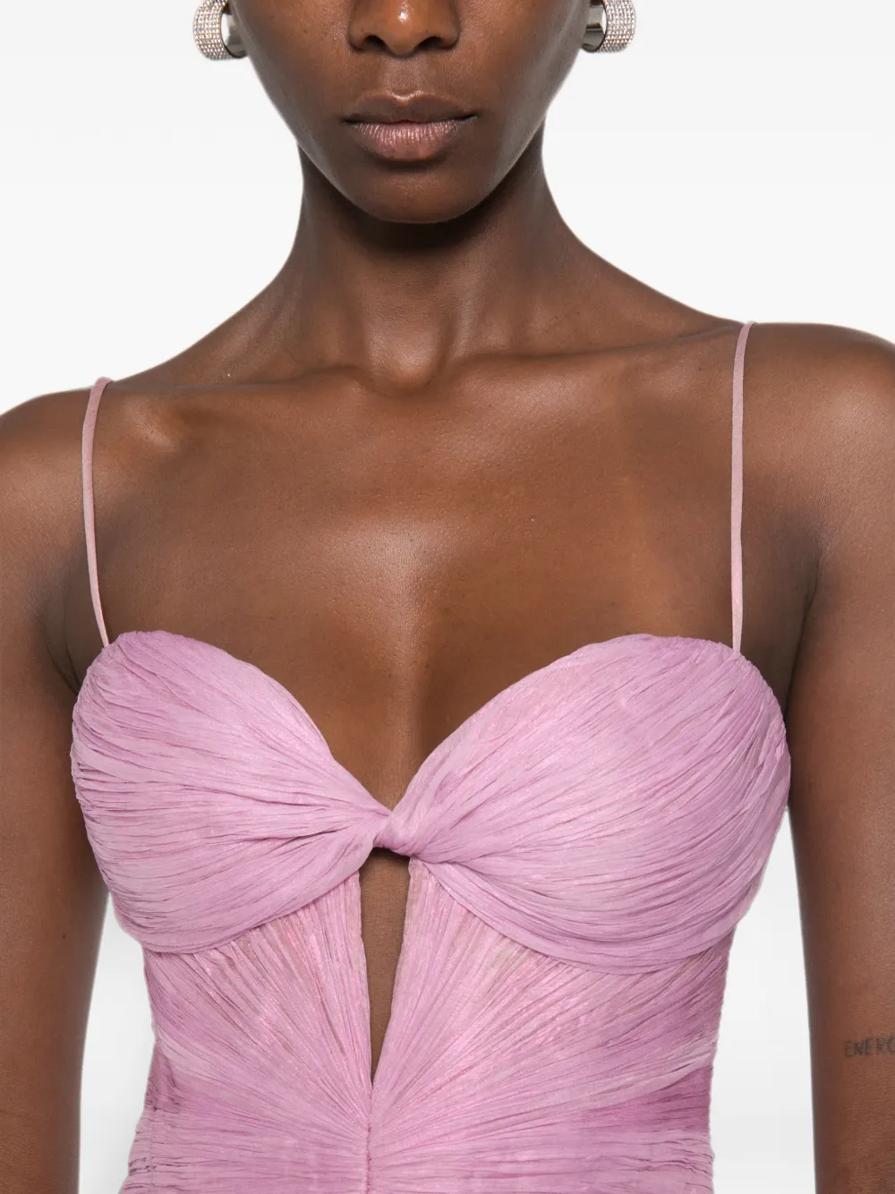 Maria Lucia Hohan Tomina maxi-dress met ruches en veters Roze