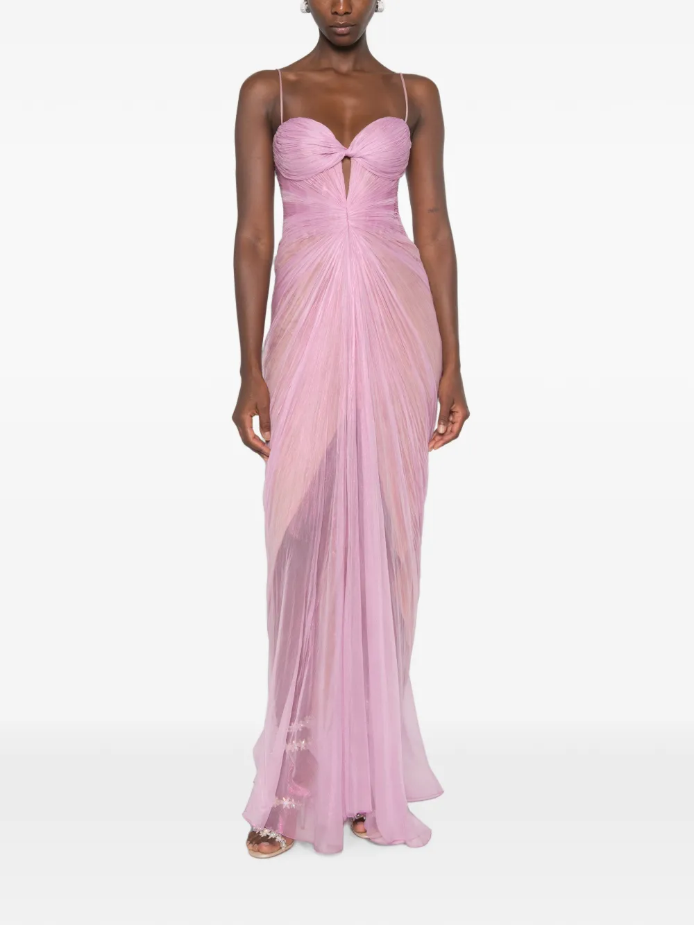 Maria Lucia Hohan Tomina maxi-dress met ruches en veters Roze