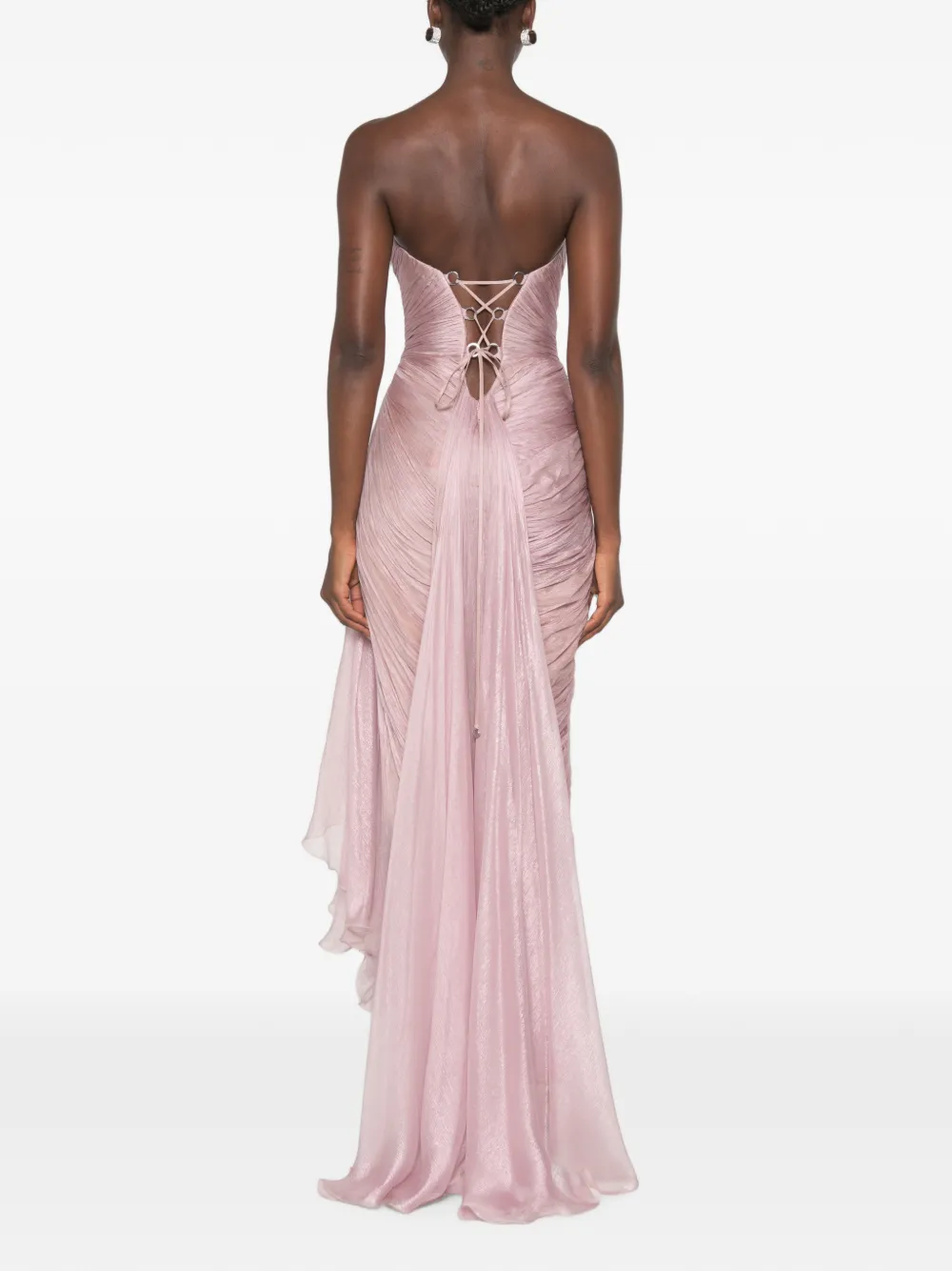 Maria Lucia Hohan Jolie X gedrapeerde maxi-dress met kanten afwerking Roze