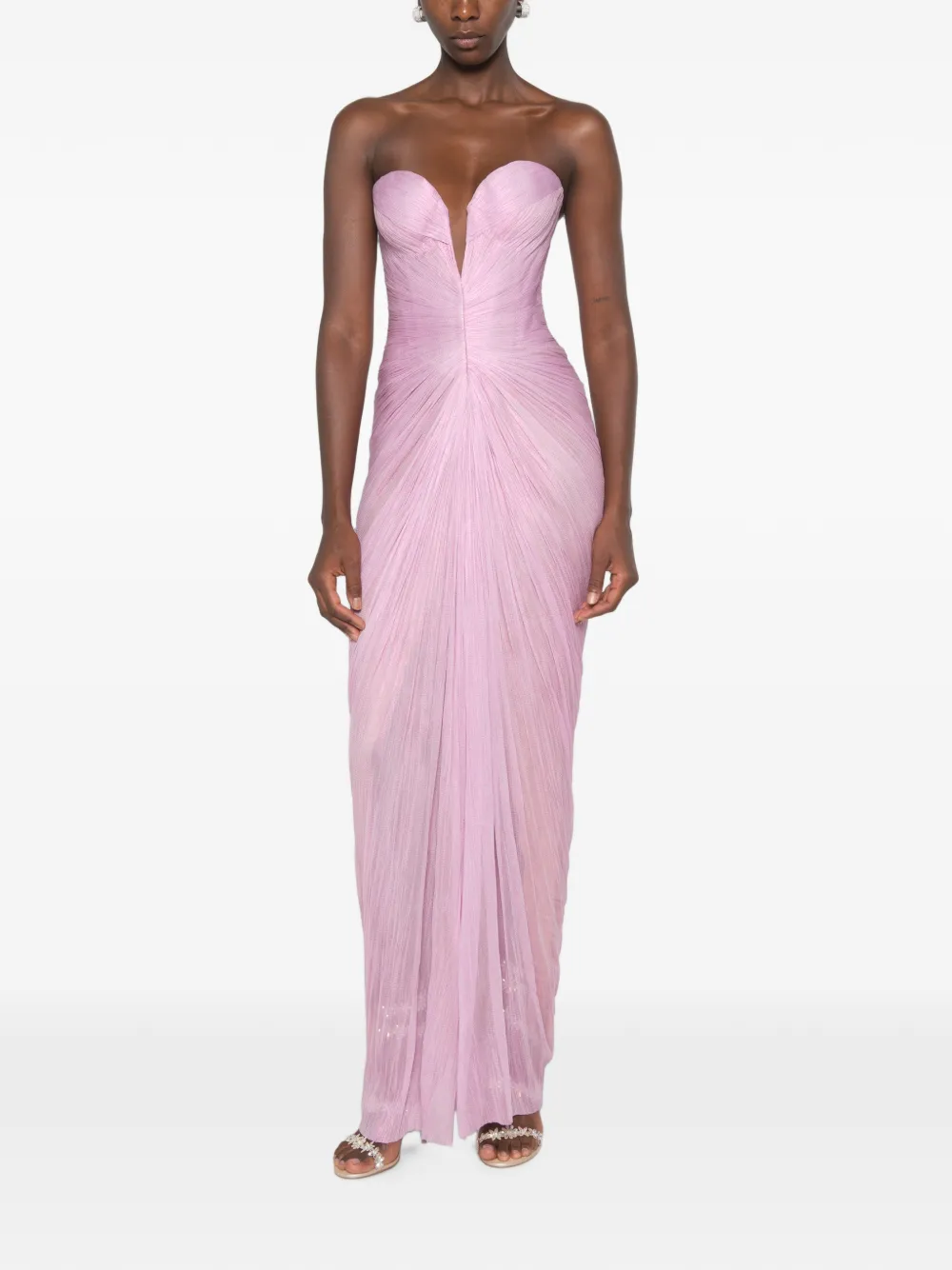 Maria Lucia Hohan Alessandra geplooide maxi-dress met korset-stijl Roze