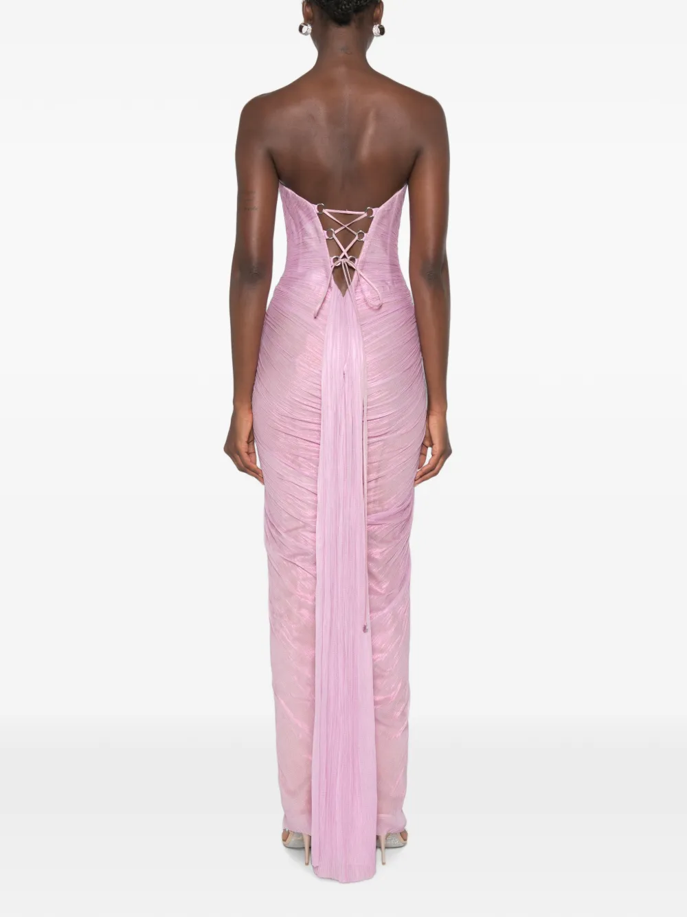 Maria Lucia Hohan Alessandra geplooide maxi-dress met korset-stijl Roze