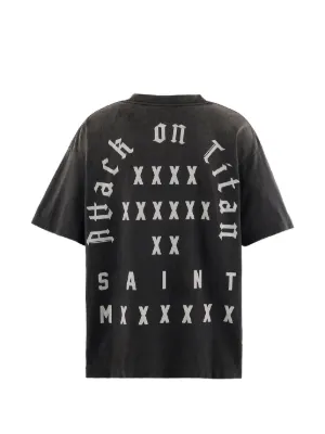 SAINT MXXXXXX graphic-print Distressed T-shirt | Black | FARFETCH