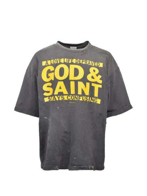 SAINT MXXXXXX faded slogan-print T-shirt