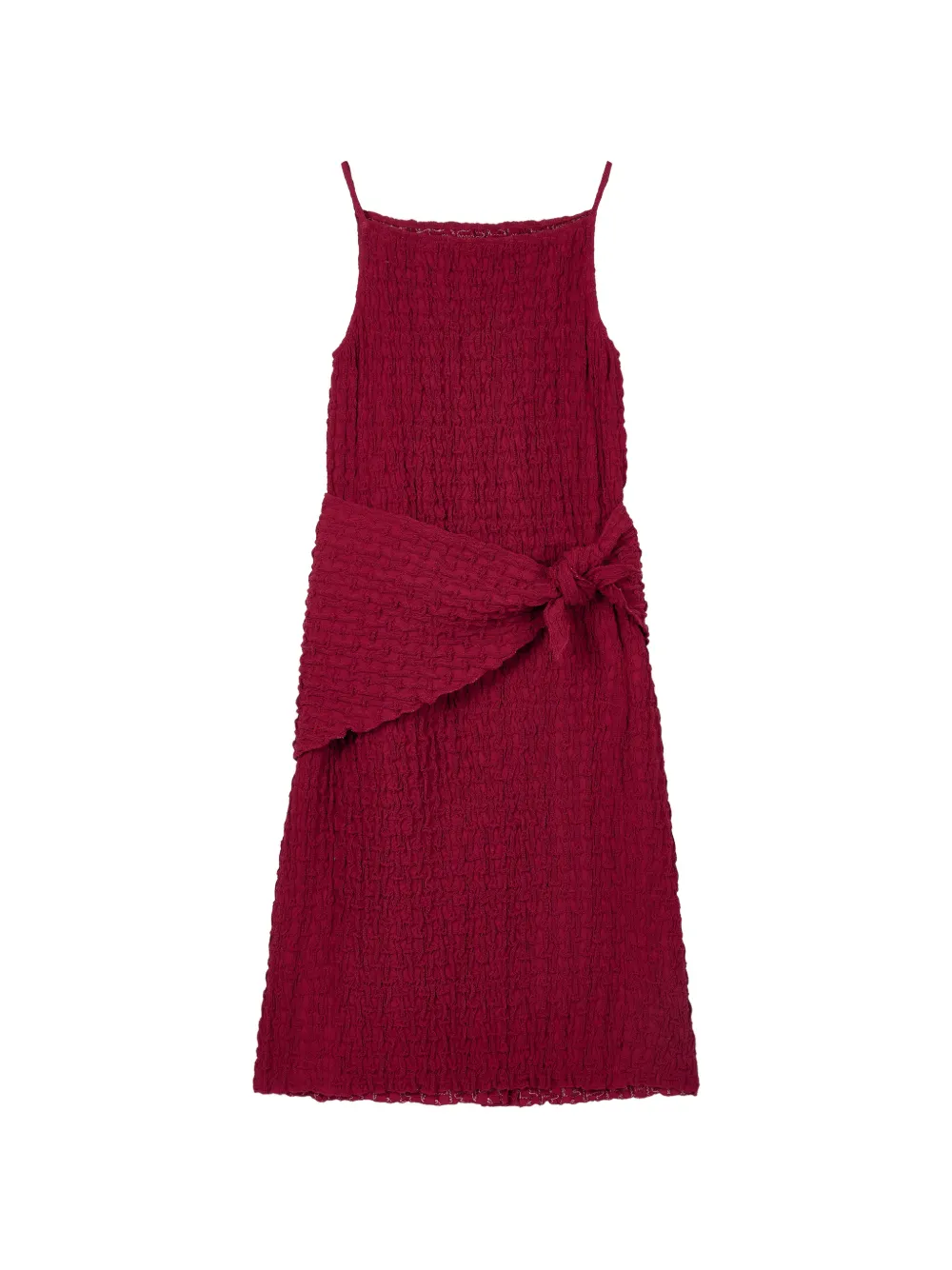 TOMBOY Midi-jurk met gestrikte taille en textuur Rood