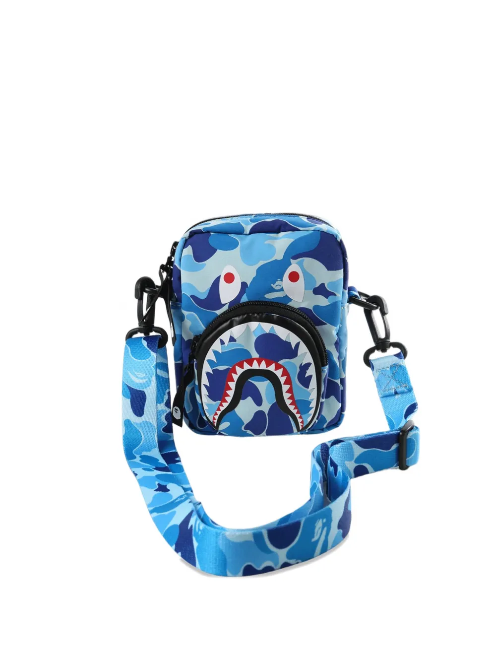 A BATHING APE® Shark camouflage-print shoulder bag - Blu