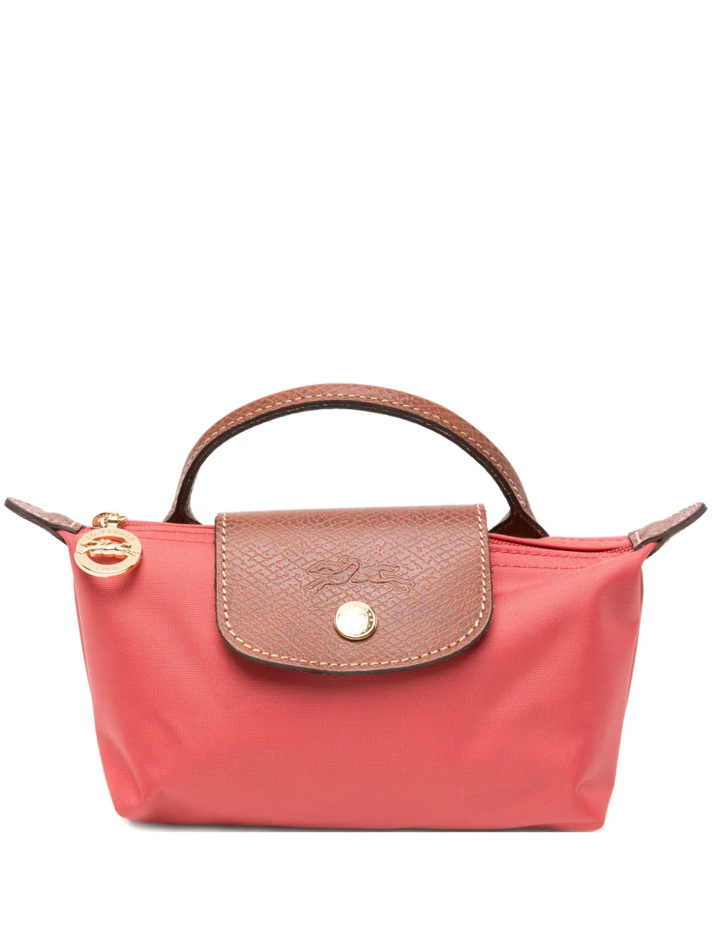 Longchamp mini Le Pliage leather-trim tote bag - Rot