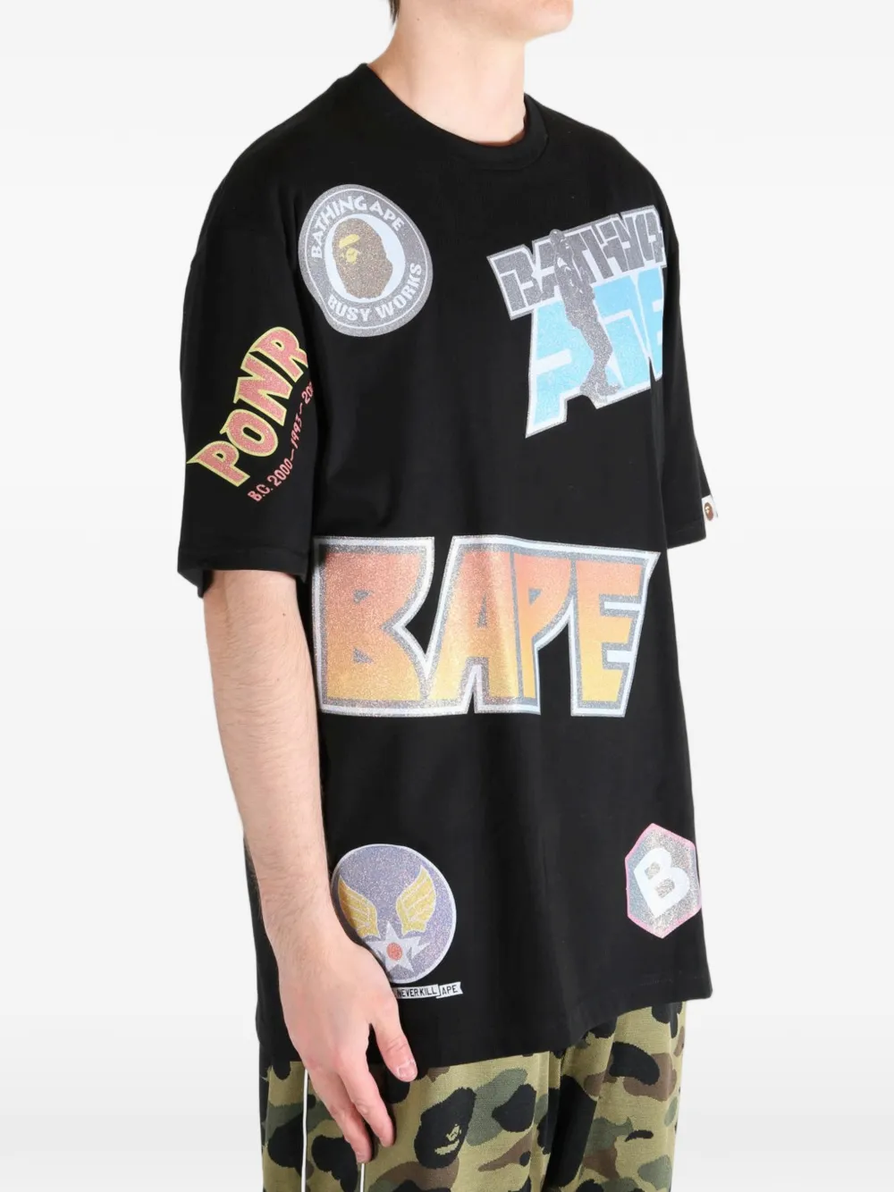 A BATHING APE Katoenen T-shirt met print Zwart