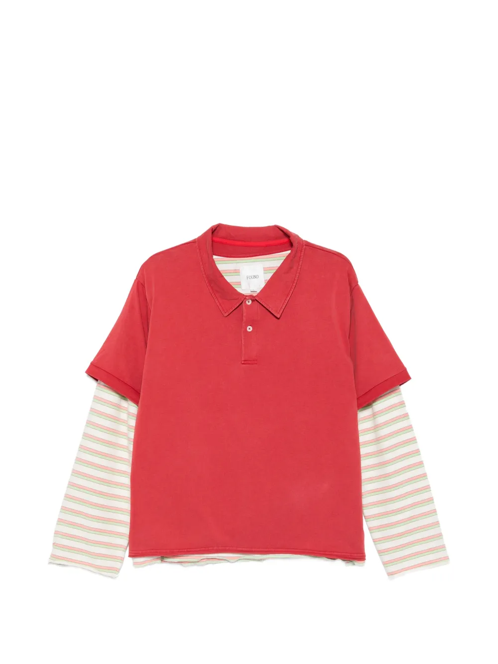 FOUND layered-effect striped polo shirt - Rot
