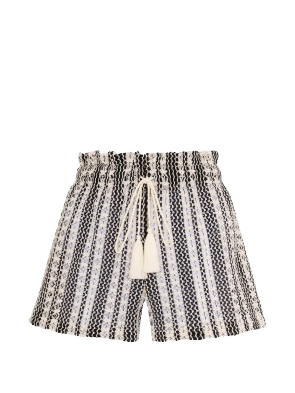PALMACEA Irene tassel-detail striped shorts - Toni neutri