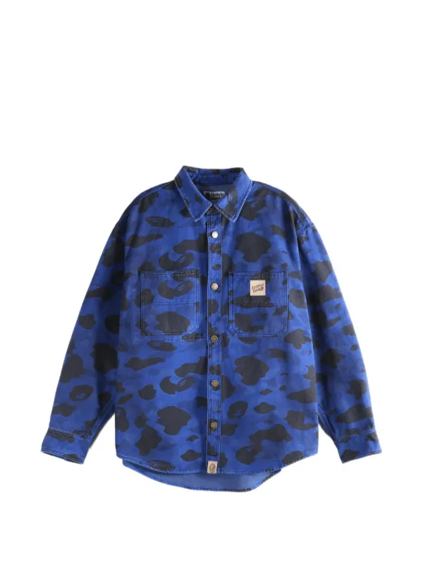bathing ape dress shirt A APE One Point Oxford Ls AAPE AAPENOW moonface logo long sleeve shirt for men in Shell 100% cotton featuring Moonface logo detailing A BATHING APE One Point
