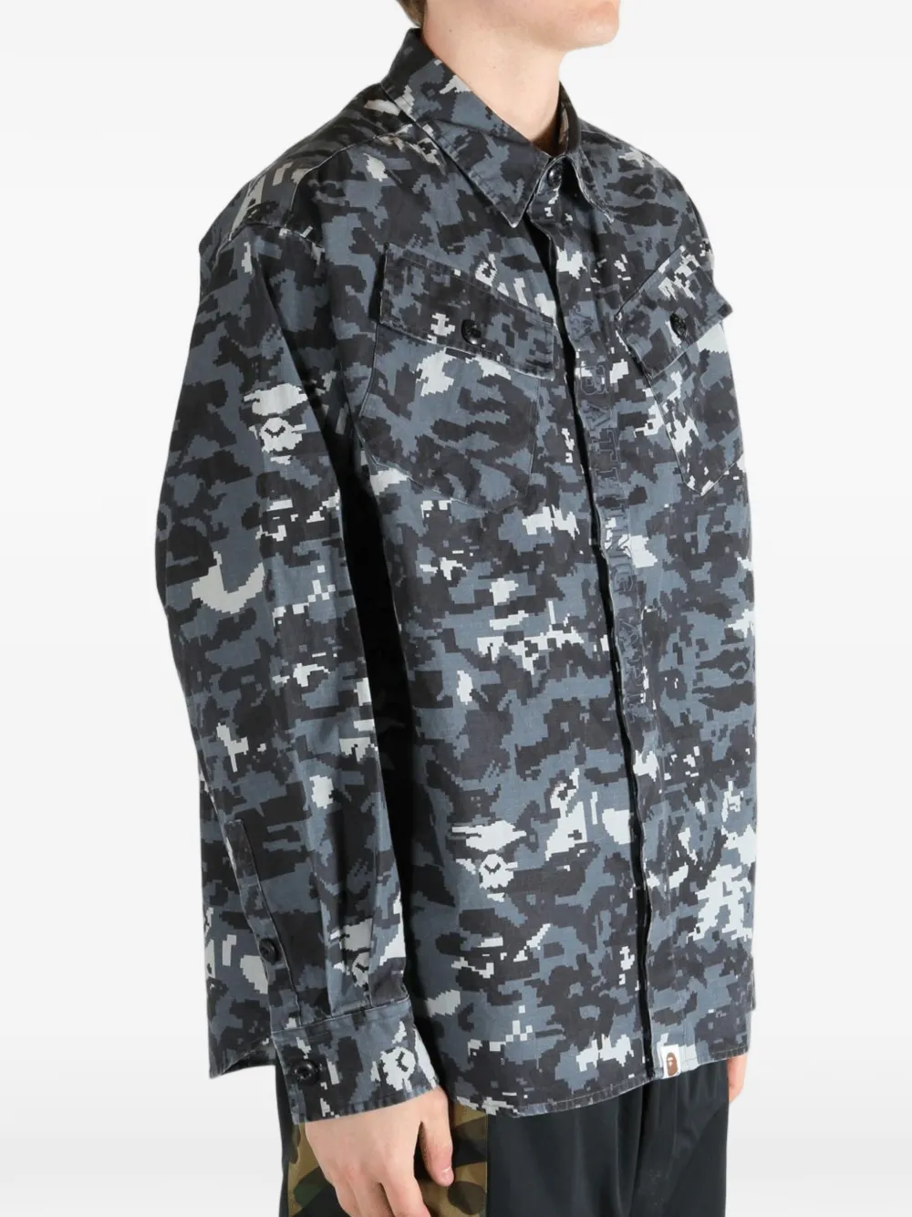 A BATHING APE Overhemd met camouflage-print Zwart