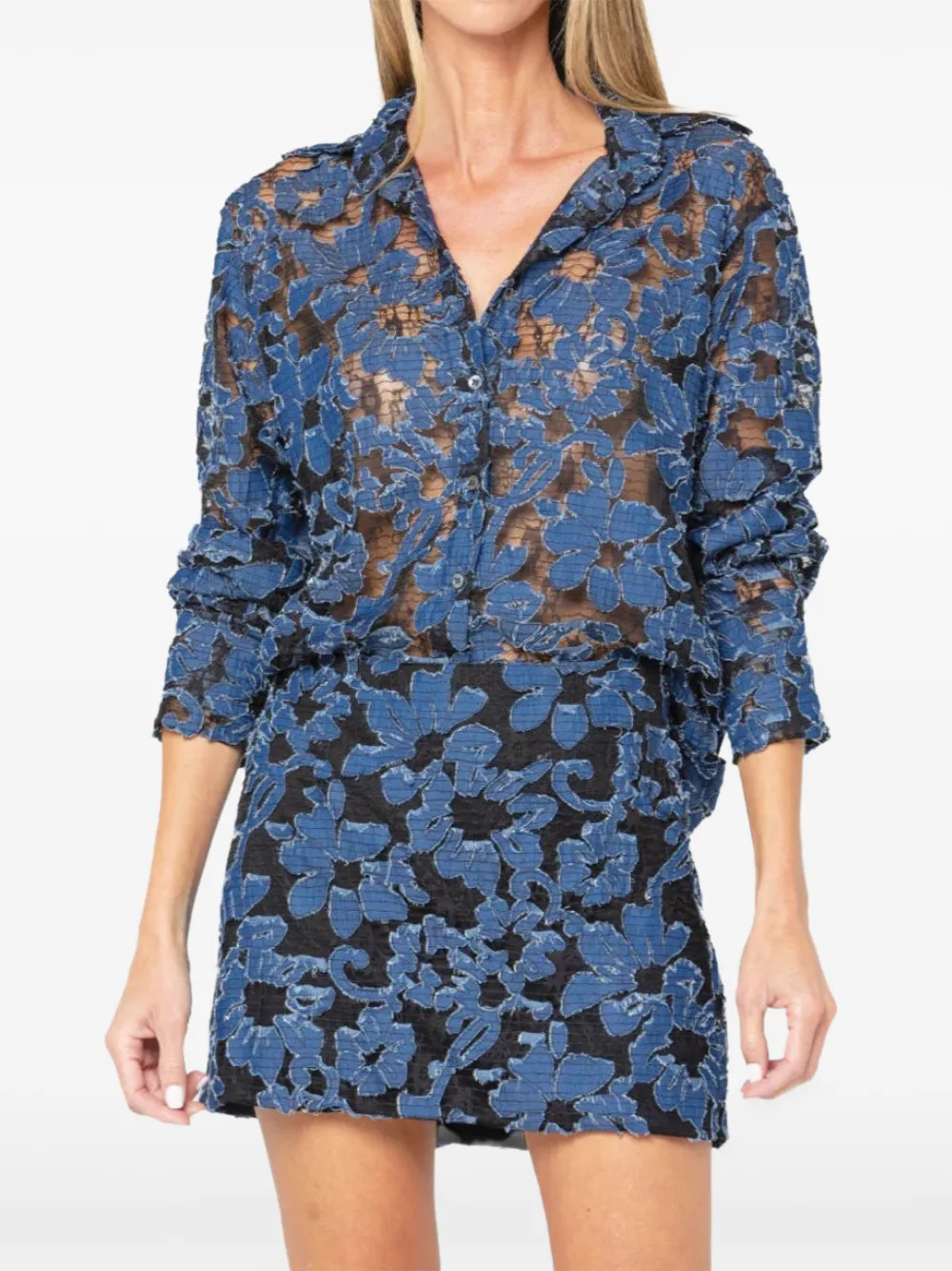 JBQ Beckett floral-pattern lace skirt - Blau