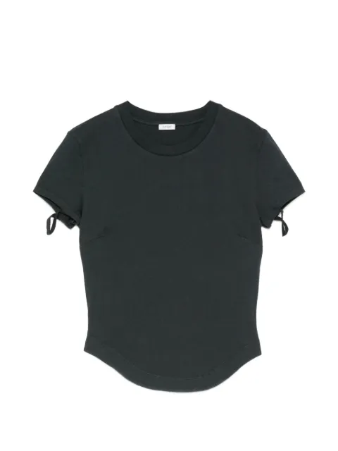 Covert bow-detail curved-hem T-shirt