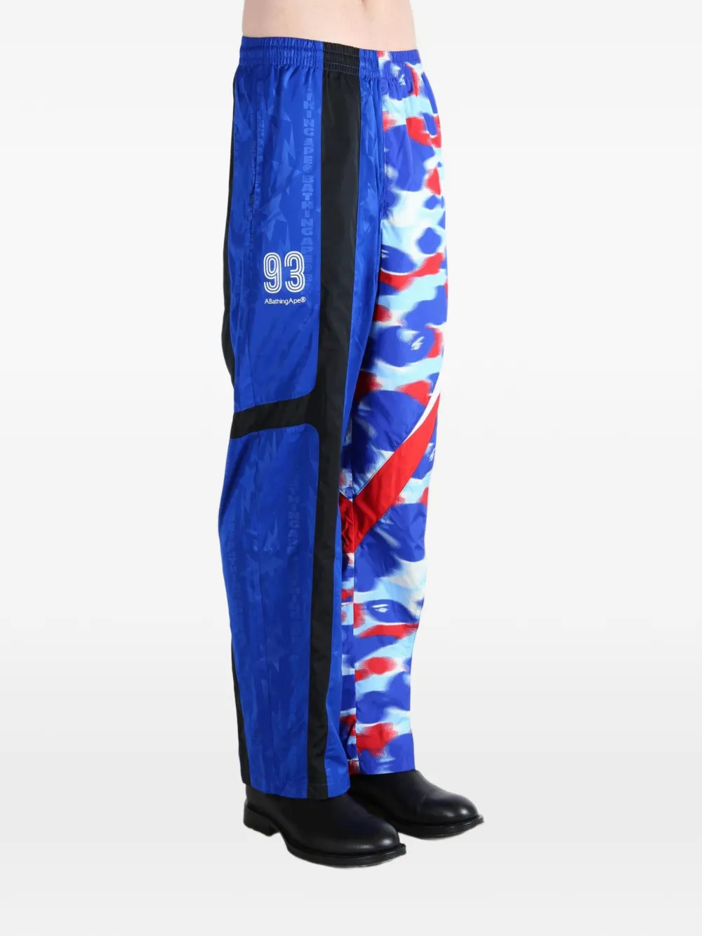A BATHING APE Trainingsbroek met camouflage-print en vlakken Blauw