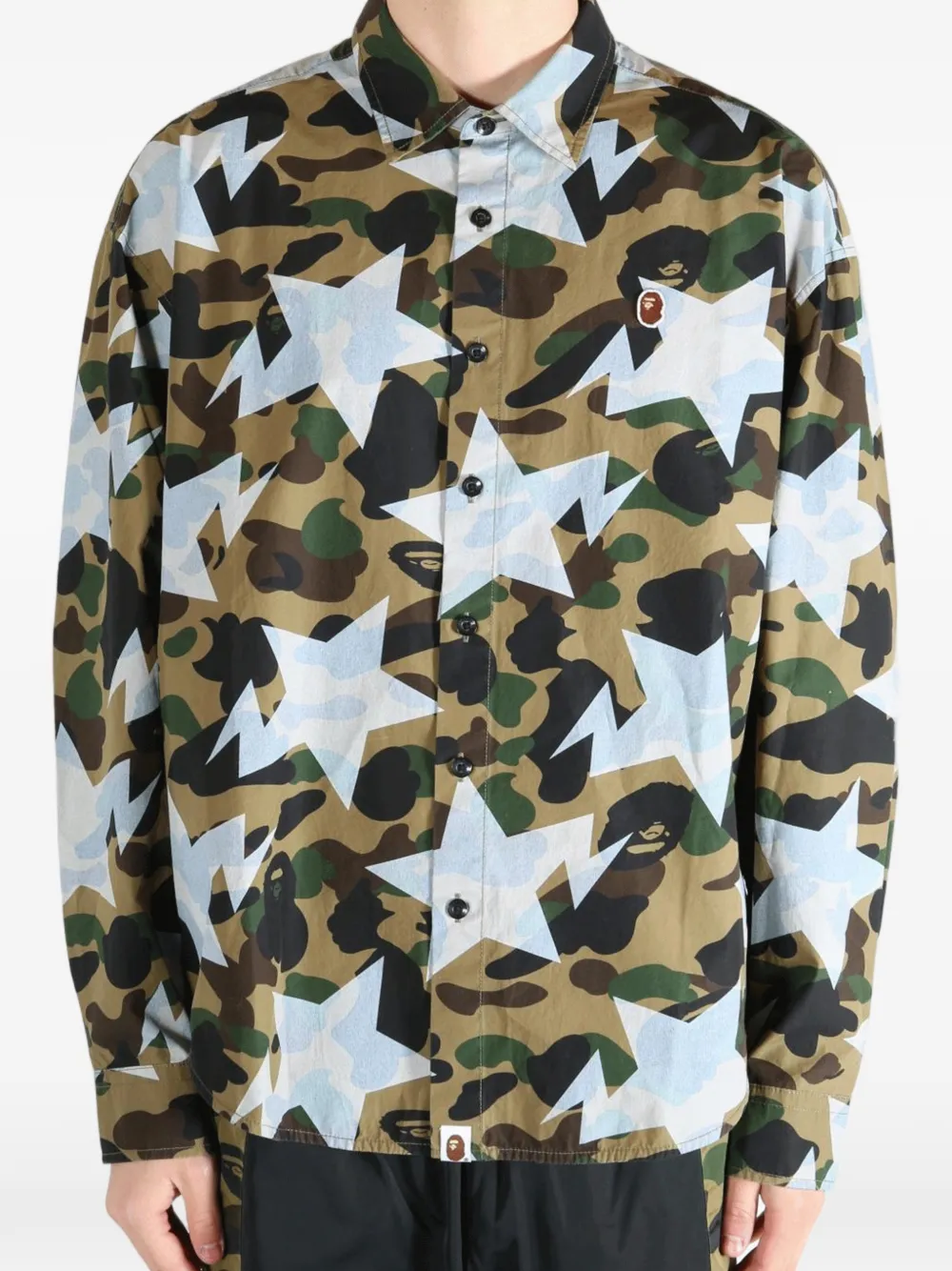 A BATHING APE Sta overhemd met camouflage-print Beige