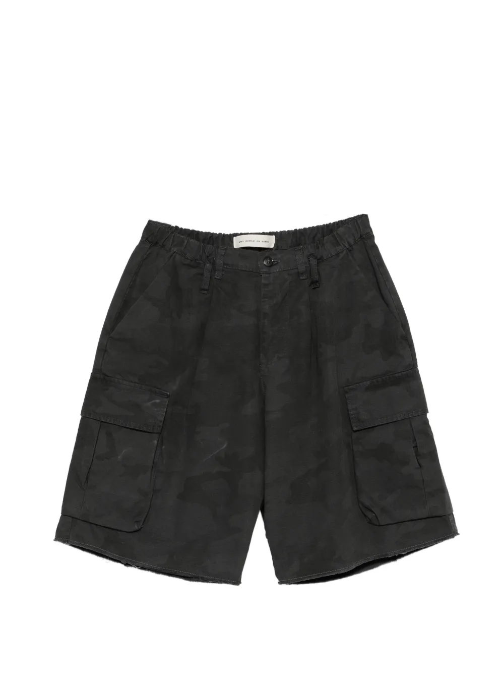 STAY HUMAN ON EARTH camouflage-print cargo shorts - Black