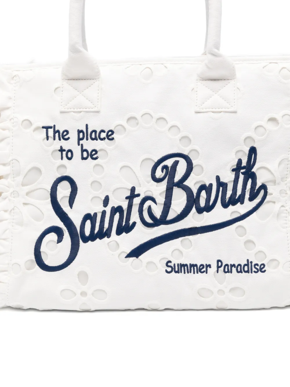 MC2 Saint Barth Vanity Volant broderie anglaise shopper Wit