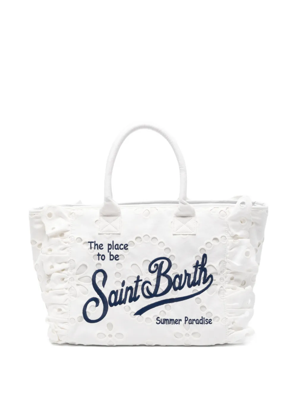 MC2 Saint Barth Vanity Volant broderie anglaise shopper Wit