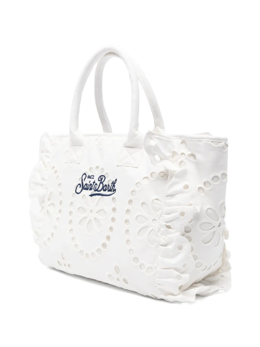 MC2 Saint Barth Vanity Volant broderie anglaise shopper Wit