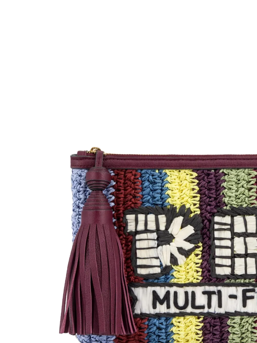 Anya Hindmarch Pez Raffia Clutch Bag in Red, view 2