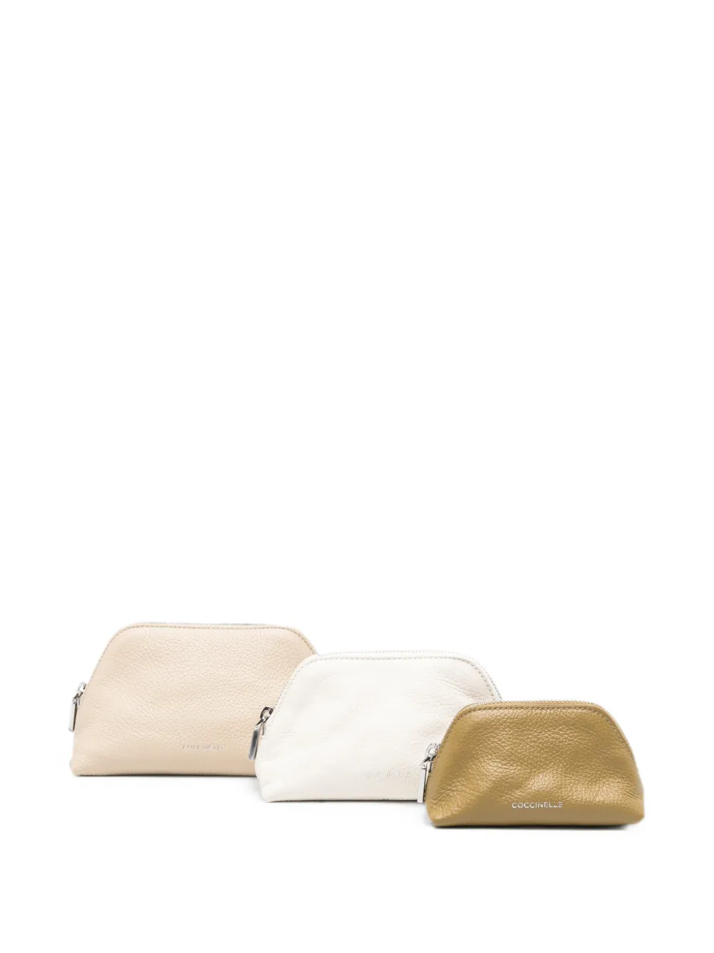 Coccinelle Helga pebbled make-up bag (set of three) - Toni neutri