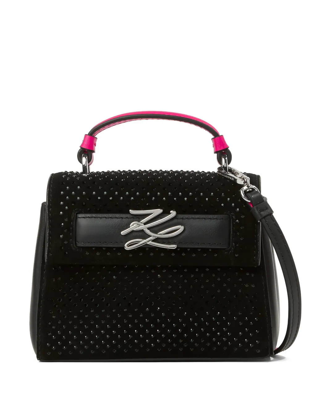 Karl Lagerfeld K/Autograph rhinestone-embellished shoulder bag - Nero