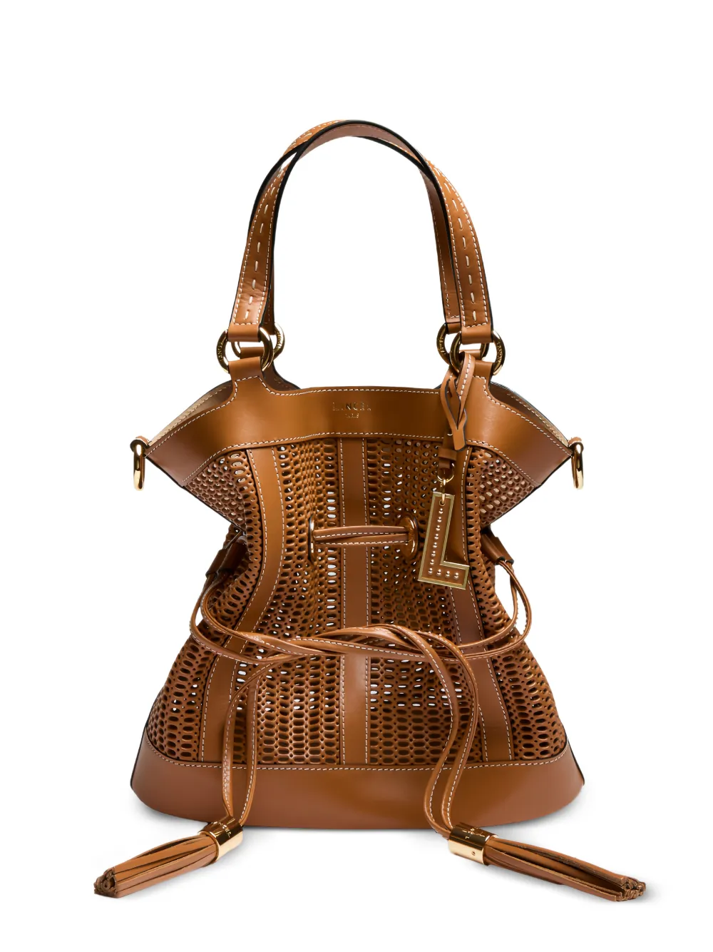 Lancel Premier Flirt perforated bucket bag - Marrone