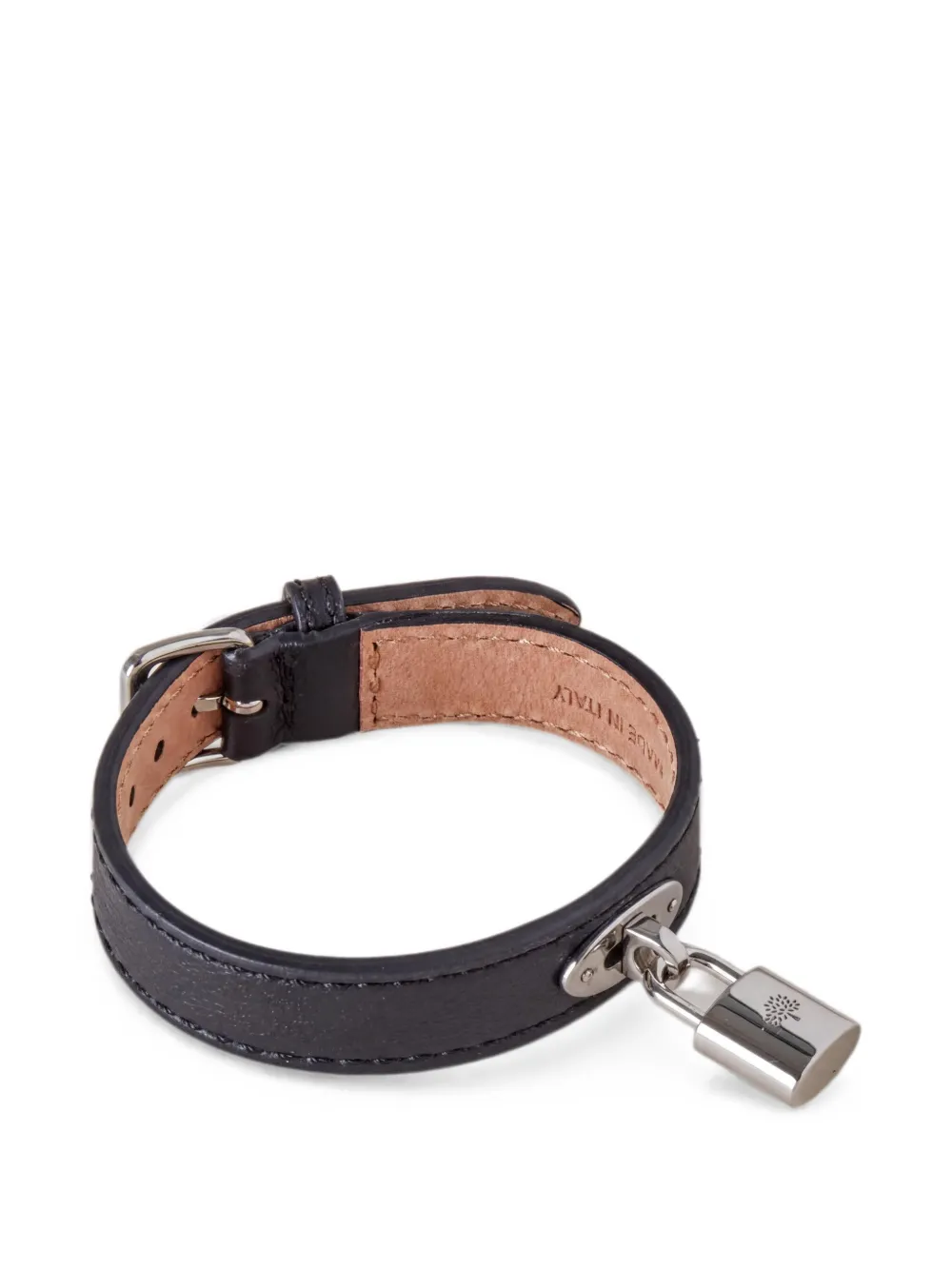 Mulberry Padlock Leather Bracelet In Black
