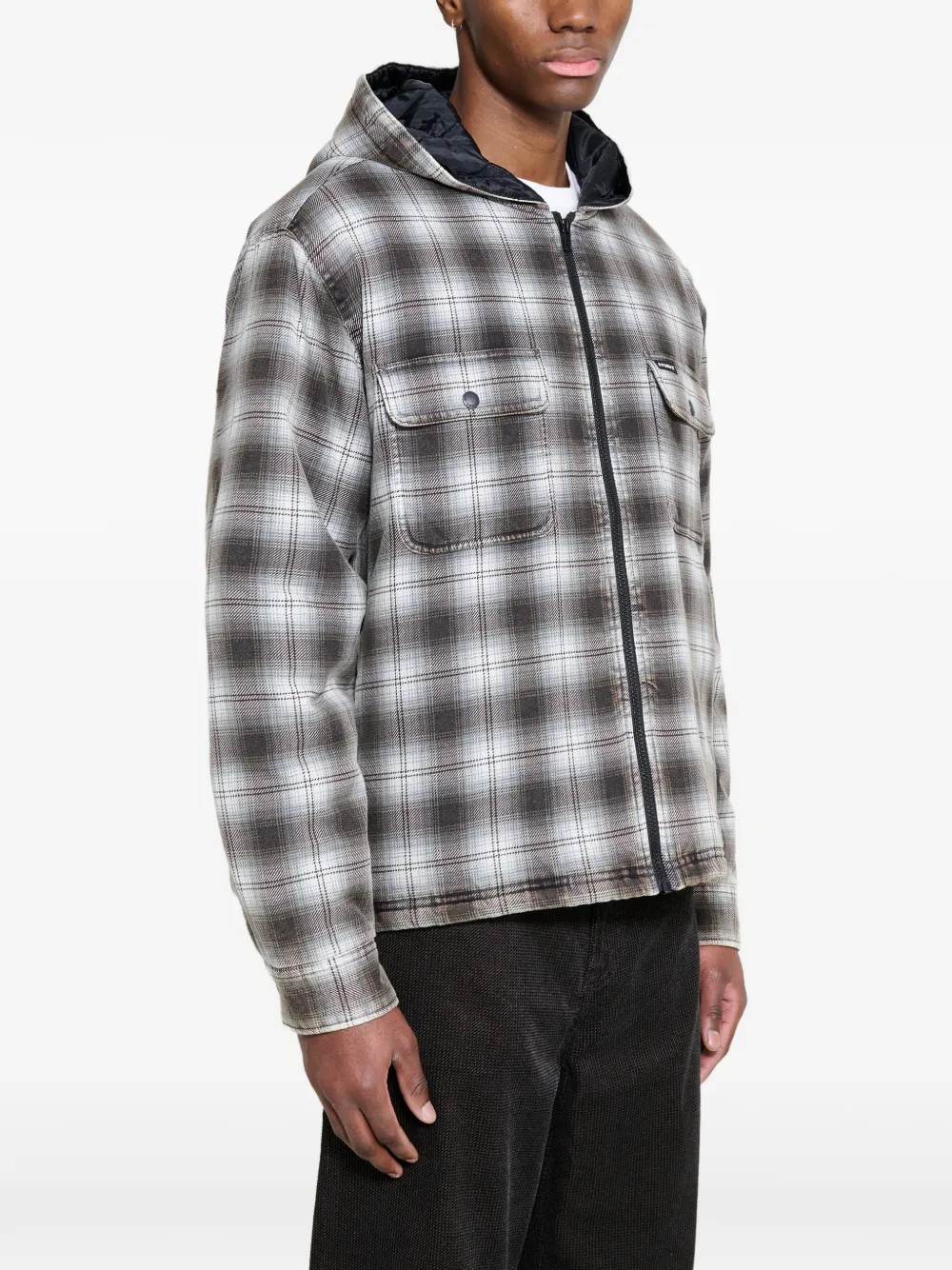 Stüssy Geruit jack met capuchon en rits Grijs