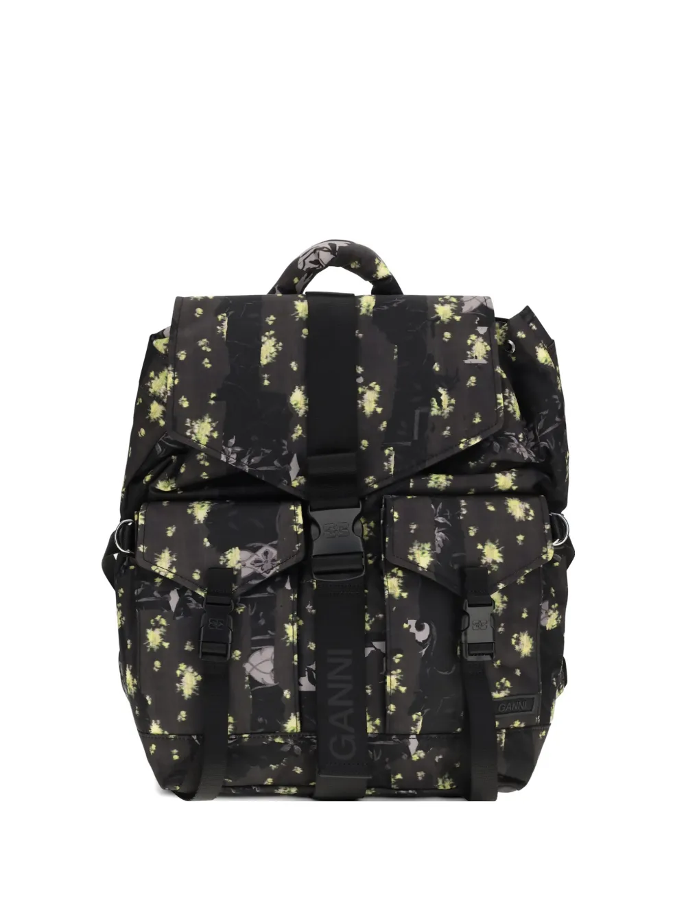 GANNI Re-Tech floral-print backpack - Nero