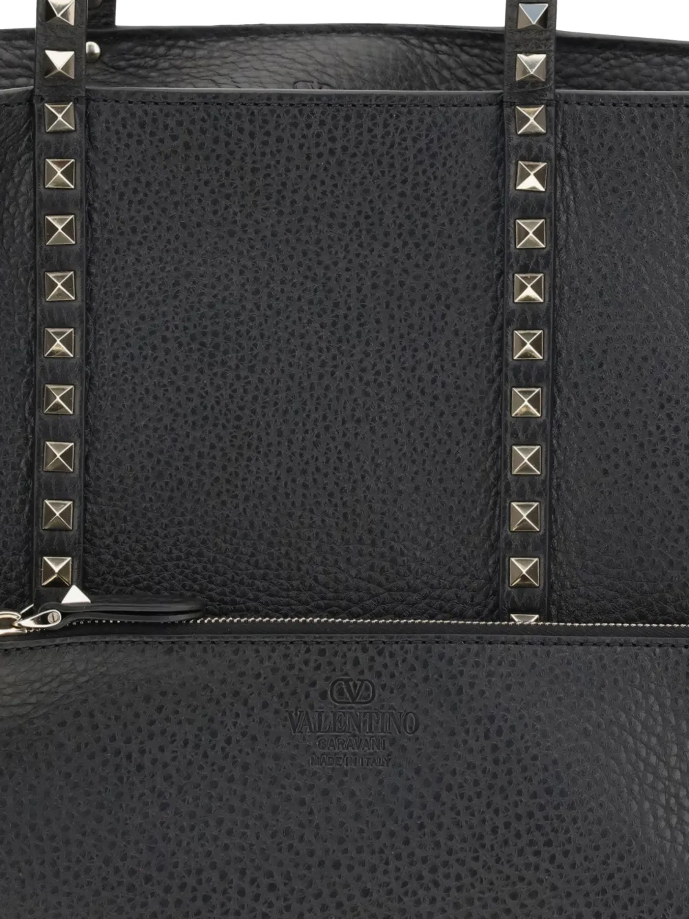 Valentino Garavani Rockstud kalfsleren shopper van textuur Zwart