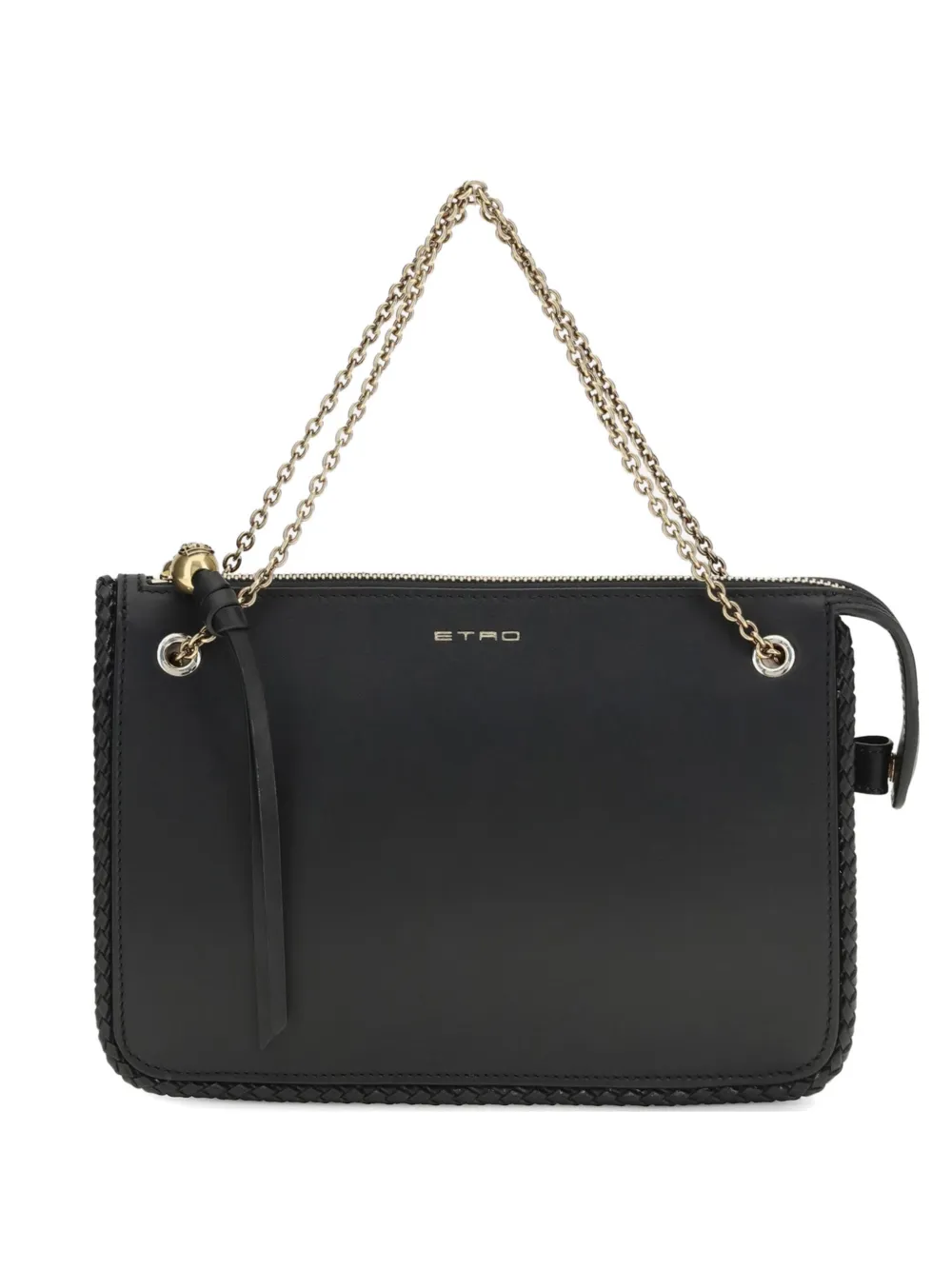 ETRO braided-trim leather crossbody bag - Nero