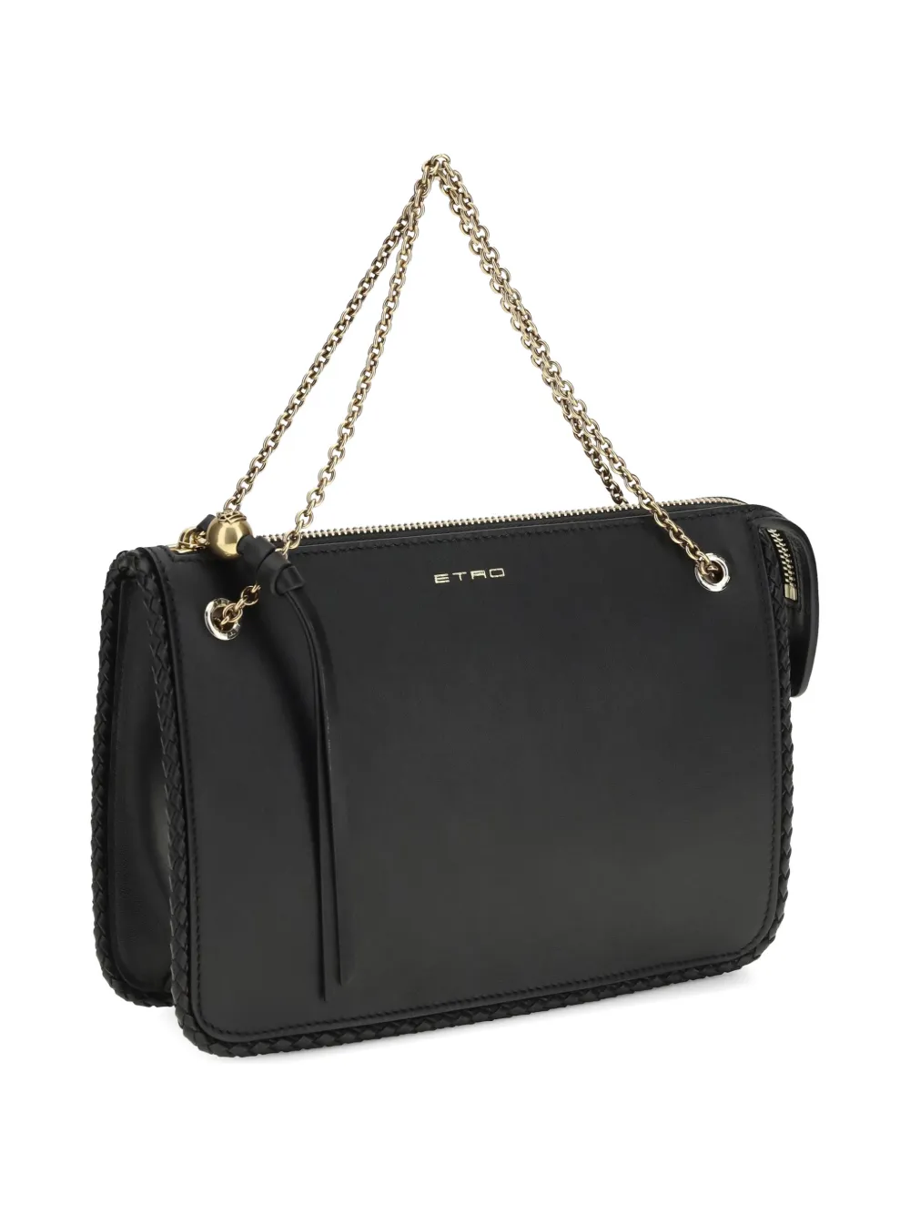 ETRO Leren crossbodytas met gevlochten afwerking Zwart