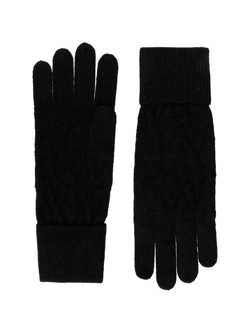 Armani Exchange monogram cable-knit gloves - Nero