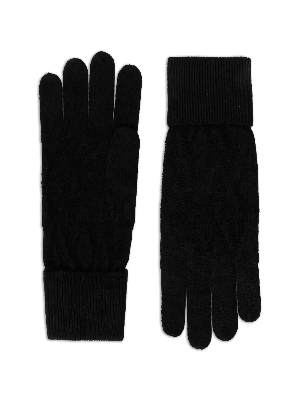 Armani Exchange monogram cable-knit gloves - Schwarz