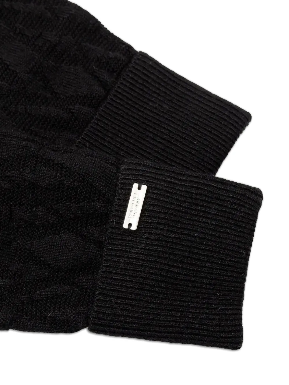 Armani Exchange Kabelgebreide handschoenen met monogram Zwart