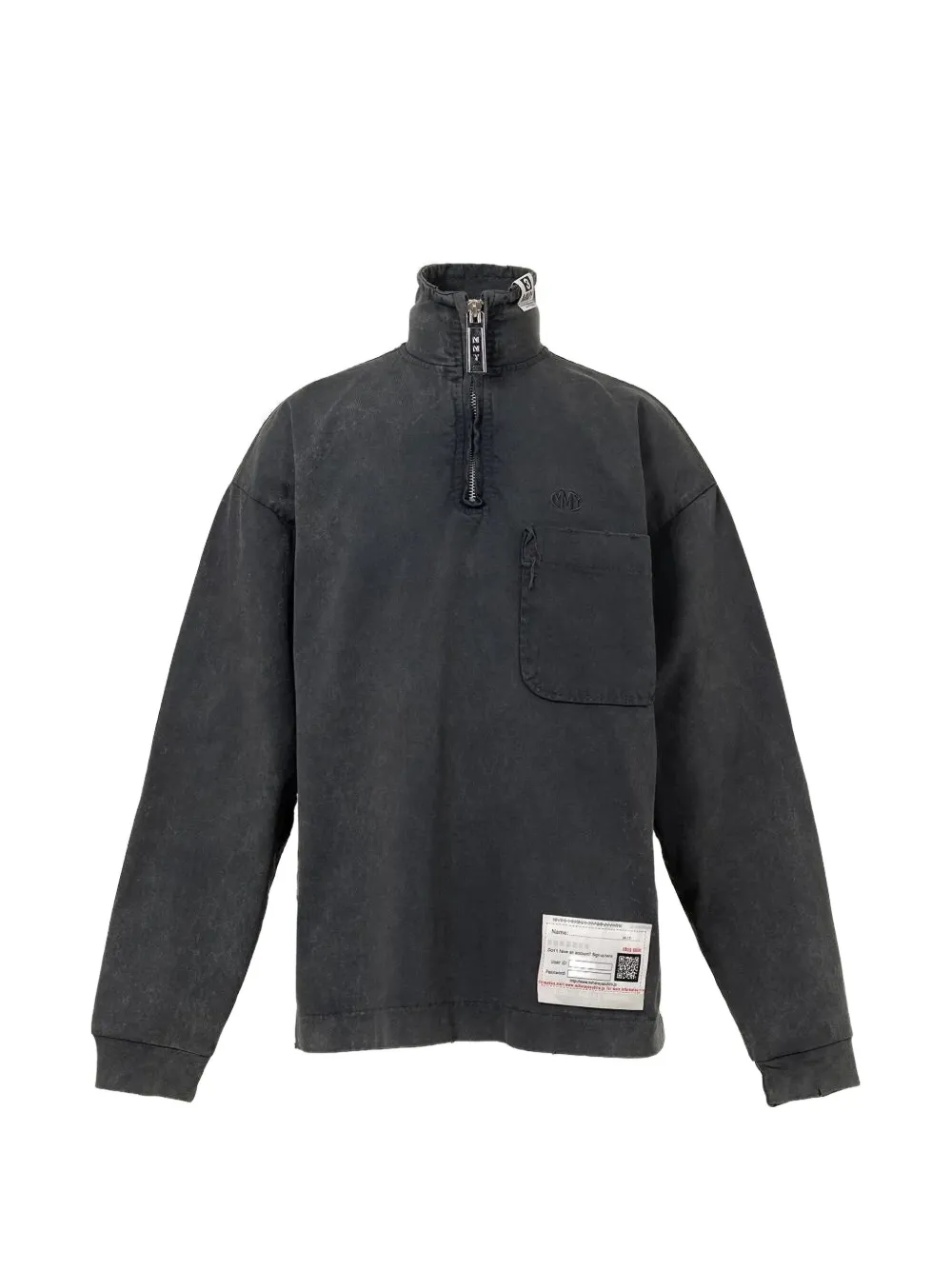 Maison MIHARA YASUHIRO T-shirt a maniche lunghe con mezza zip - Grigio