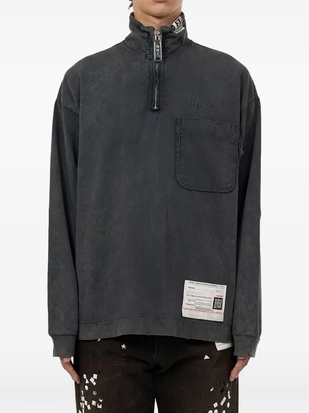Maison MIHARA YASUHIRO T-shirt met halve rits en lange mouwen Grijs