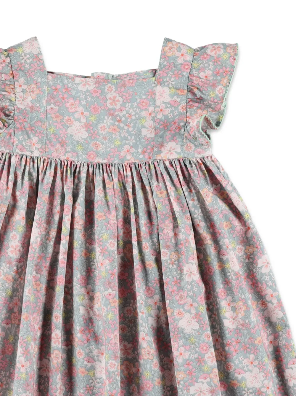 Petit Bateau Jurk met bloemenprint en ruches Blauw