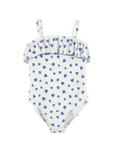 Petit Bateau heart-print ruffled swimsuit