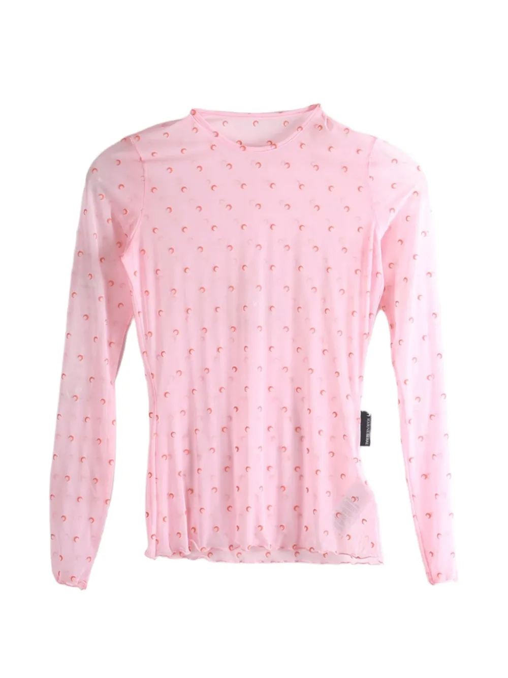 Marine Serre Moon-print lettuce-hem T-shirt - Rosa