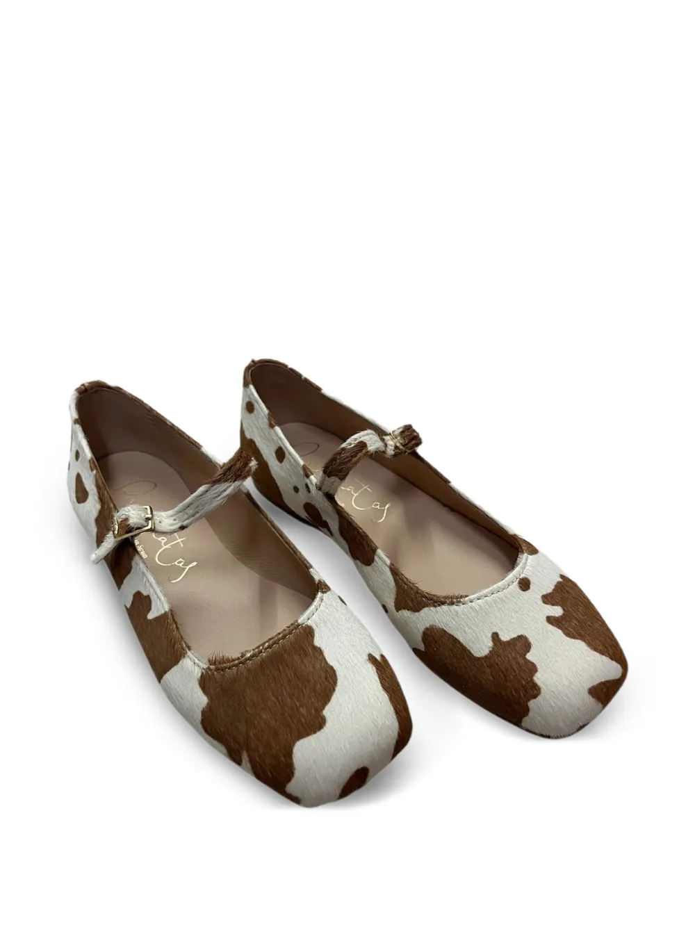 Eli1957 cow-print ballet flats Wit