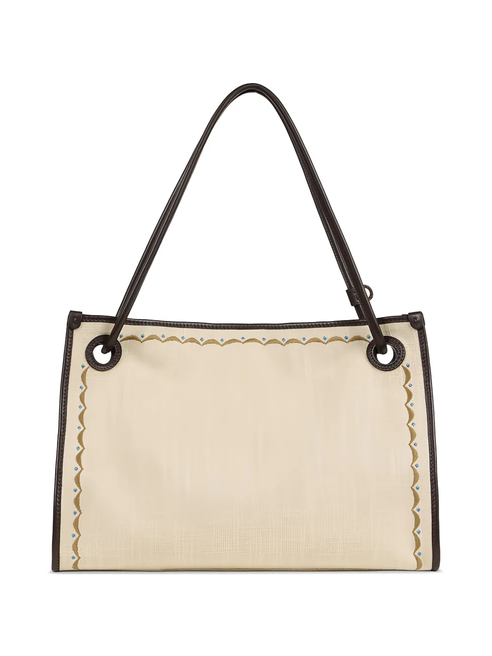 ETRO Eyes shopper met leren afwerking en geborduurde bloemen Beige