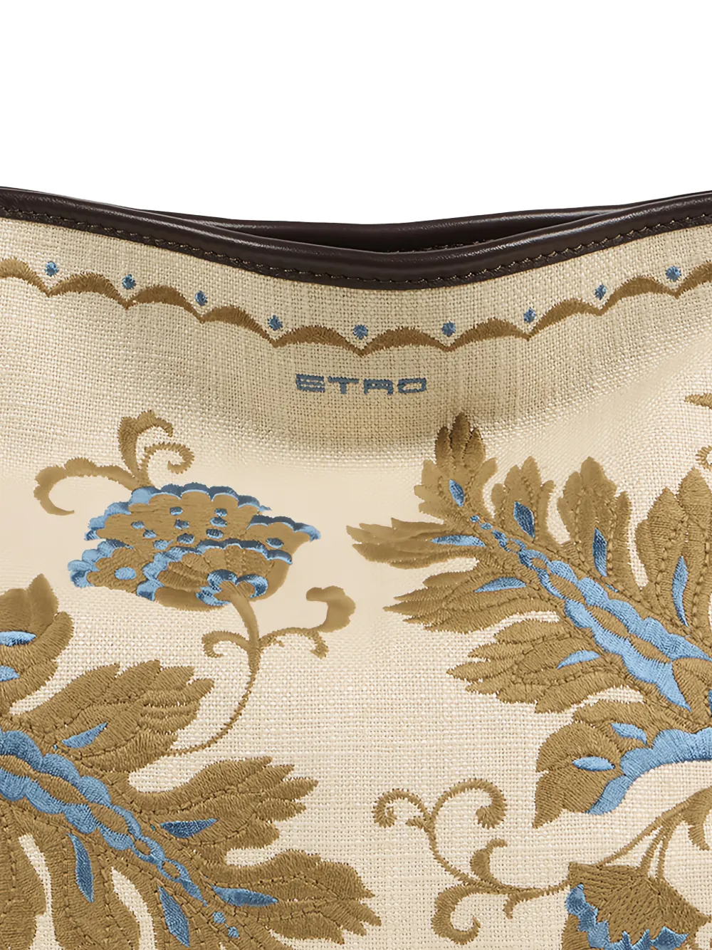 ETRO Eyes shopper met leren afwerking en geborduurde bloemen Beige