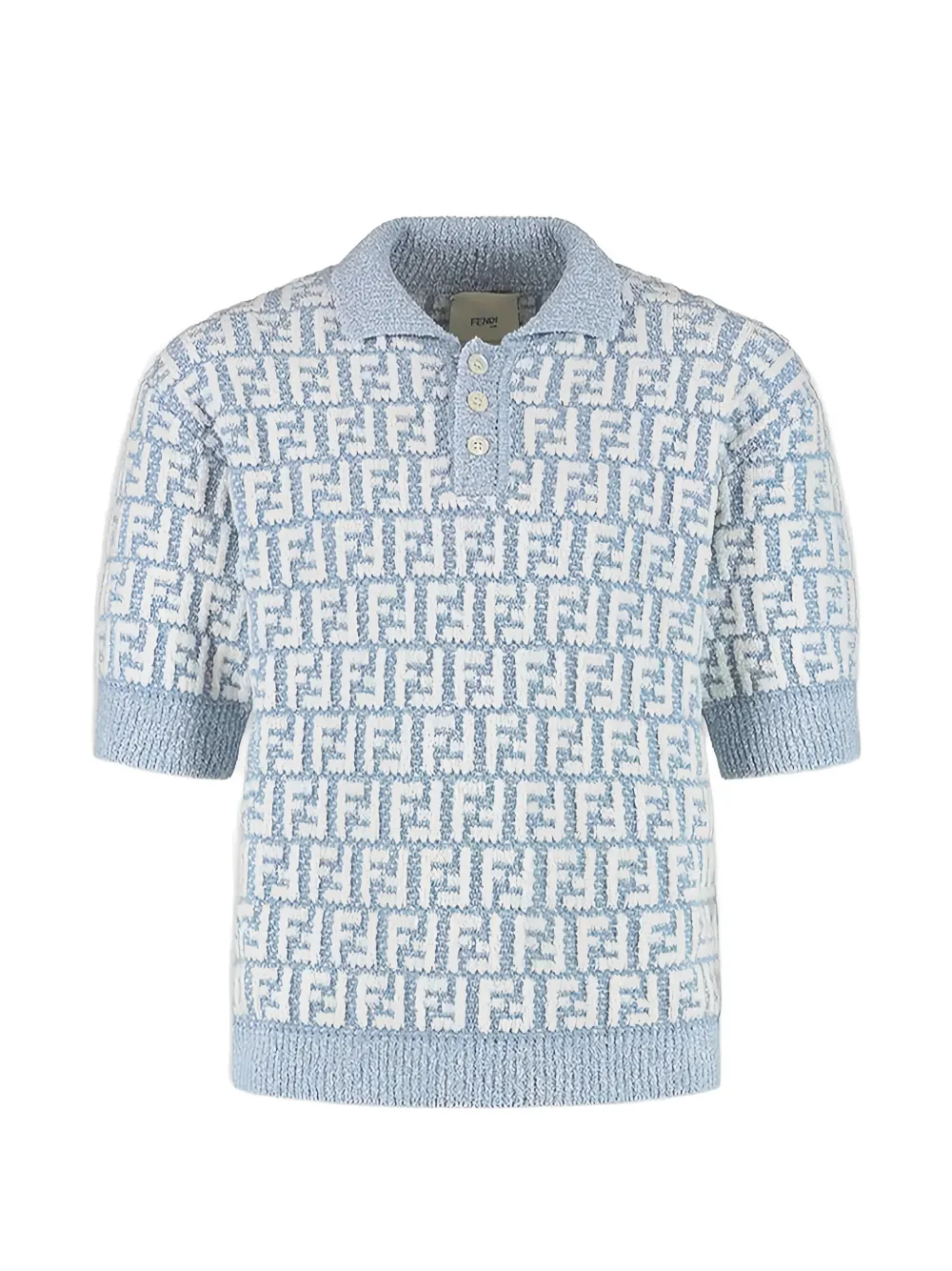 Fendi Kids FF logo-jacquard polo shirt - Blau