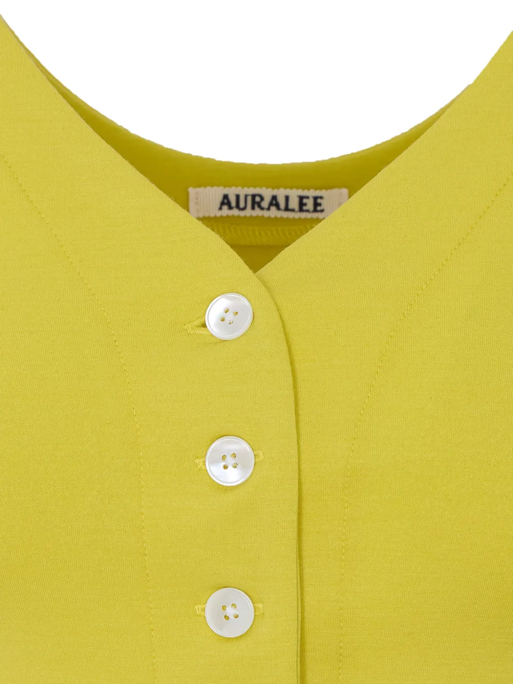 Auralee Button-up top met V-hals Geel