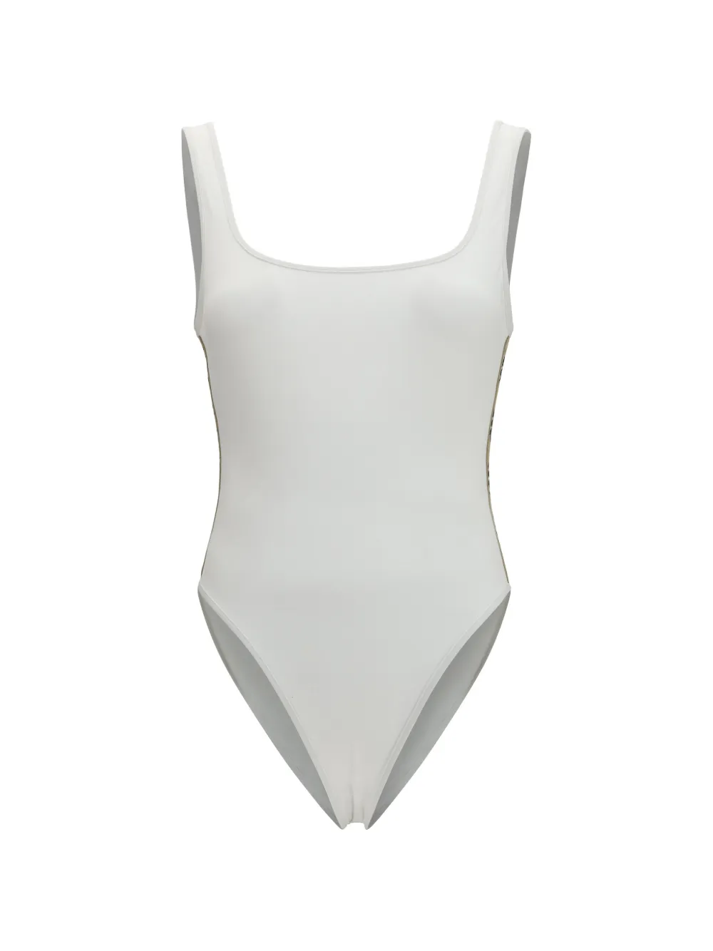 Burberry Check-stripe swimsuit - Bianco